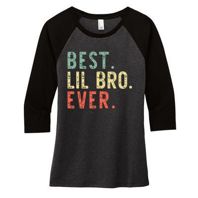 Best Lil Bro Ever Family Retro Vintage Little Brother Women's Tri-Blend 3/4-Sleeve Raglan Shirt