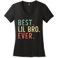 Best Lil Bro Ever Family Retro Vintage Little Brother Women's V-Neck T-Shirt