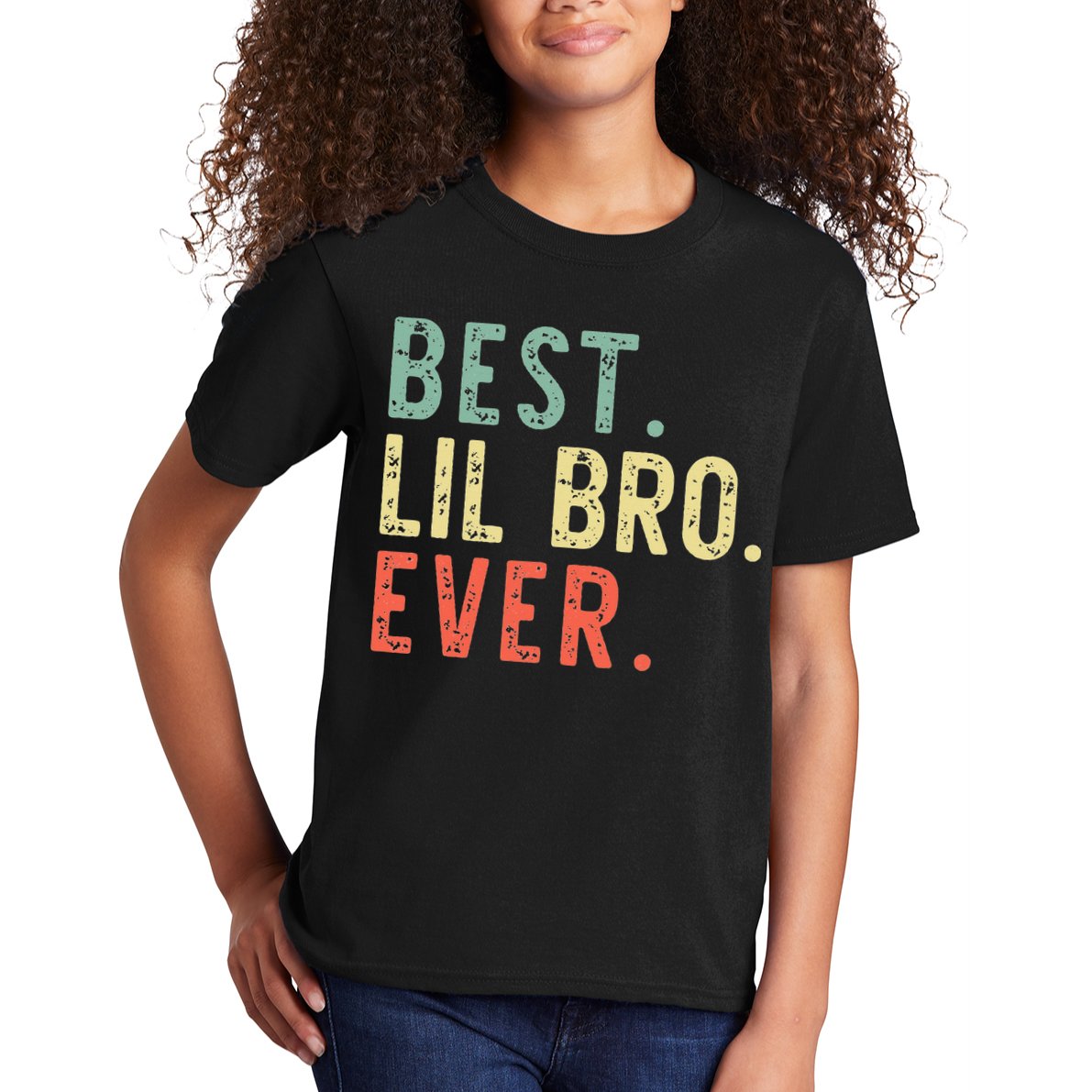 Best Lil Bro Ever Family Retro Vintage Little Brother Kids T-Shirt