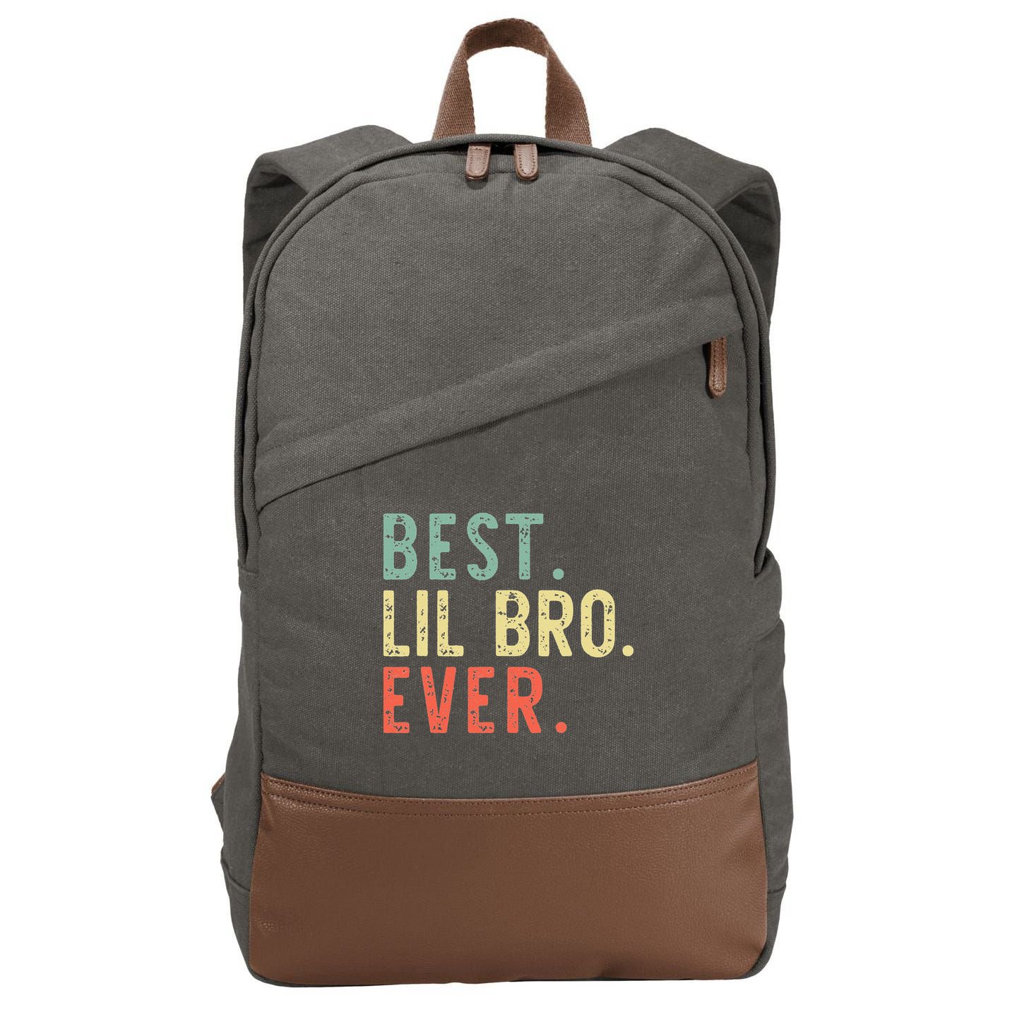 Best Lil Bro Ever Family Retro Vintage Little Brother Cotton Canvas Backpack