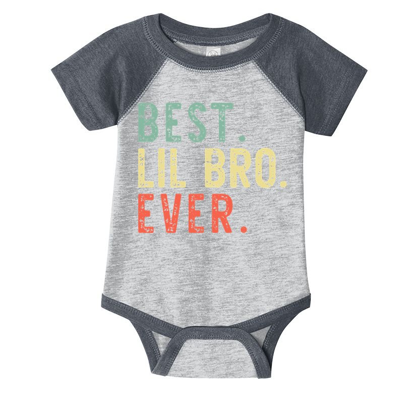 Best Lil Bro Ever Family Retro Vintage Little Brother Infant Baby Jersey Bodysuit