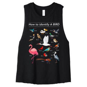 Birdwatcher Lover Birdwatching How To Identify A Bird Women's Racerback Cropped Tank