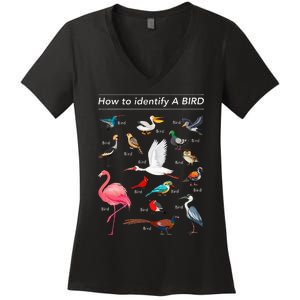 Birdwatcher Lover Birdwatching How To Identify A Bird Women's V-Neck T-Shirt