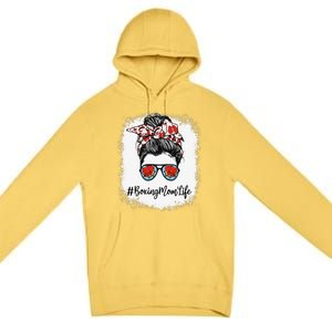 Bleached Life Boxing Mom Leopard Messy Bun Glasses Premium Pullover Hoodie