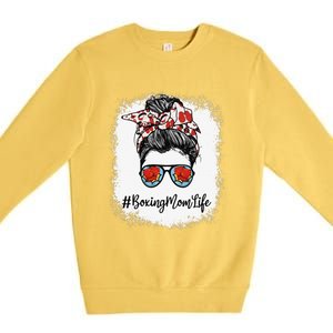 Bleached Life Boxing Mom Leopard Messy Bun Glasses Premium Crewneck Sweatshirt