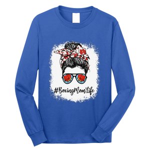 Bleached Life Boxing Mom Leopard Messy Bun Glasses Long Sleeve Shirt