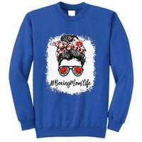 Bleached Life Boxing Mom Leopard Messy Bun Glasses Sweatshirt