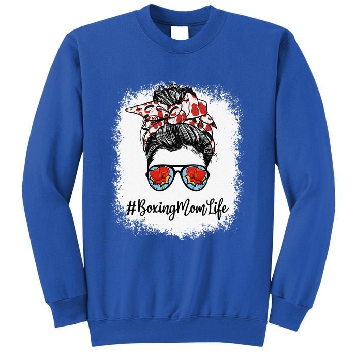 Bleached Life Boxing Mom Leopard Messy Bun Glasses Sweatshirt