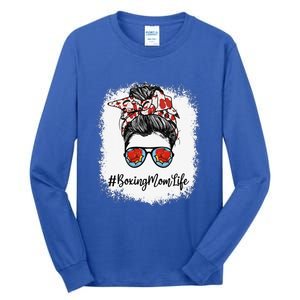 Bleached Life Boxing Mom Leopard Messy Bun Glasses Tall Long Sleeve T-Shirt