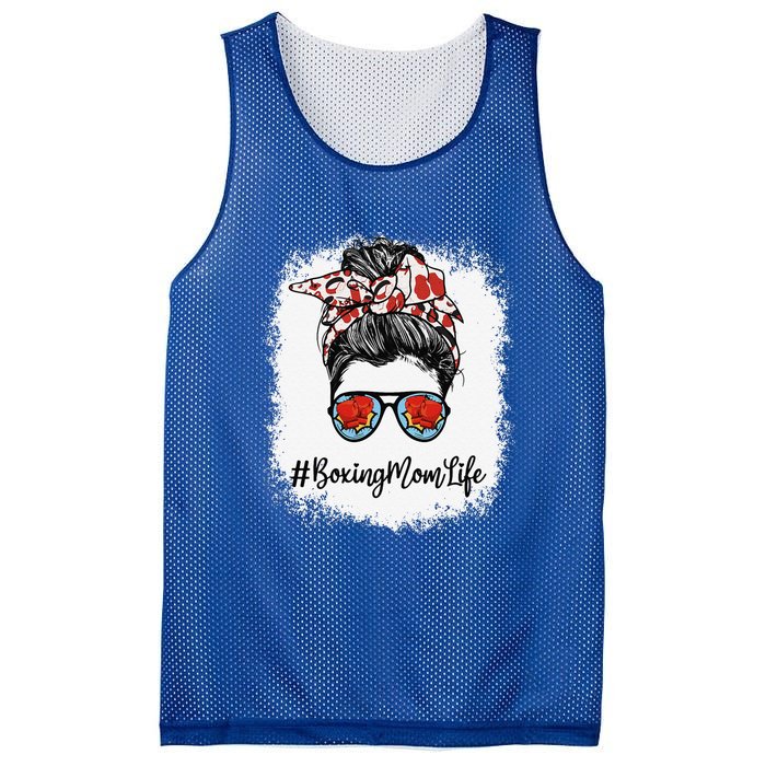 Bleached Life Boxing Mom Leopard Messy Bun Glasses Mesh Reversible Basketball Jersey Tank