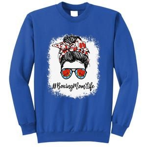 Bleached Life Boxing Mom Leopard Messy Bun Glasses Tall Sweatshirt