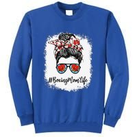 Bleached Life Boxing Mom Leopard Messy Bun Glasses Tall Sweatshirt