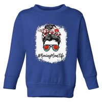 Bleached Life Boxing Mom Leopard Messy Bun Glasses Toddler Sweatshirt