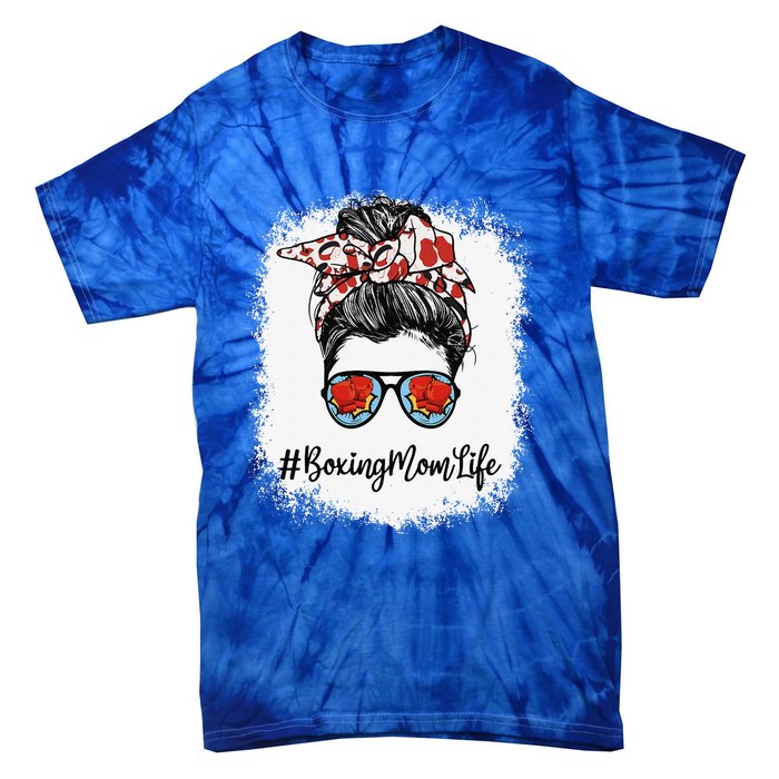 Bleached Life Boxing Mom Leopard Messy Bun Glasses Tie-Dye T-Shirt