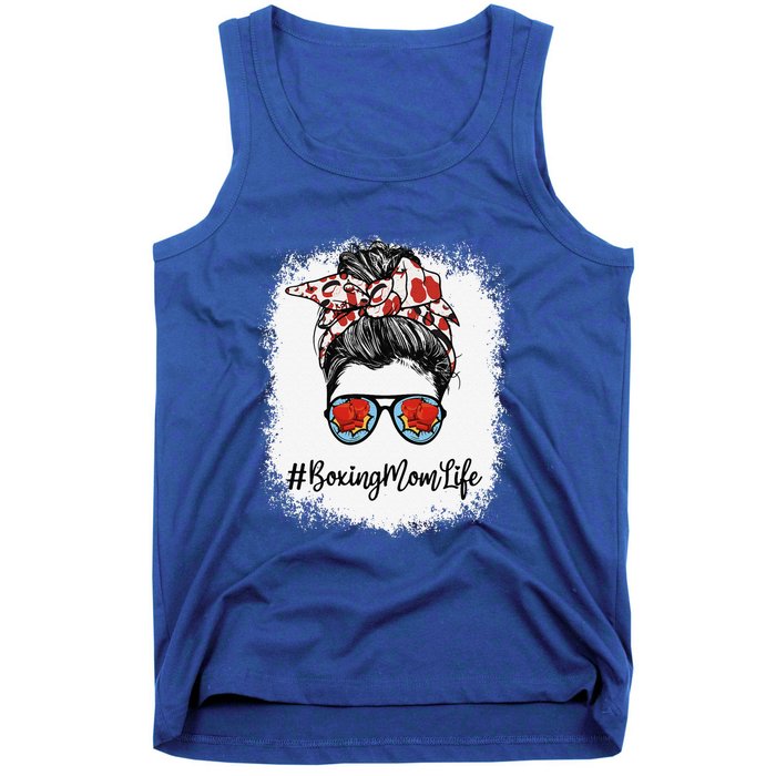 Bleached Life Boxing Mom Leopard Messy Bun Glasses Tank Top