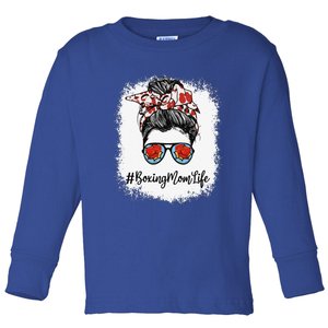 Bleached Life Boxing Mom Leopard Messy Bun Glasses Toddler Long Sleeve Shirt