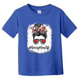 Bleached Life Boxing Mom Leopard Messy Bun Glasses Toddler T-Shirt