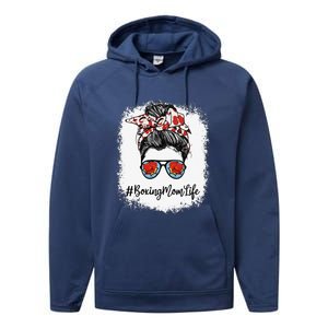 Bleached Life Boxing Mom Leopard Messy Bun Glasses Performance Fleece Hoodie