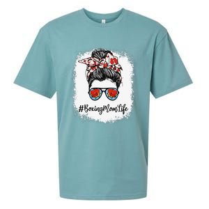 Bleached Life Boxing Mom Leopard Messy Bun Glasses Sueded Cloud Jersey T-Shirt