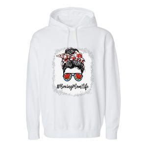 Bleached Life Boxing Mom Leopard Messy Bun Glasses Garment-Dyed Fleece Hoodie