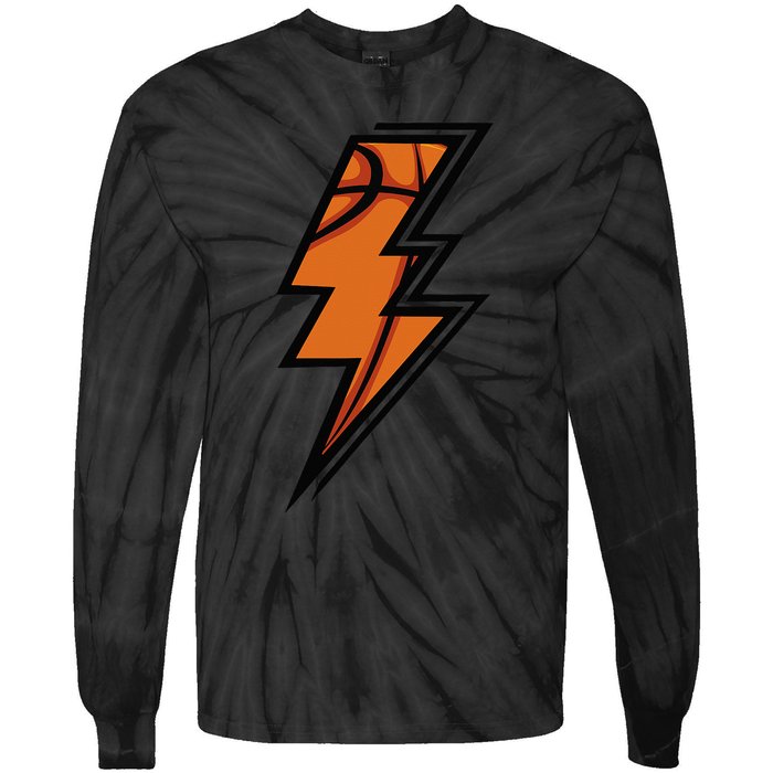 Basketball Lightning Basketball Mom Dad Game Day Tie-Dye Long Sleeve Shirt