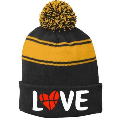 Basketball Love Stripe Pom Pom Beanie