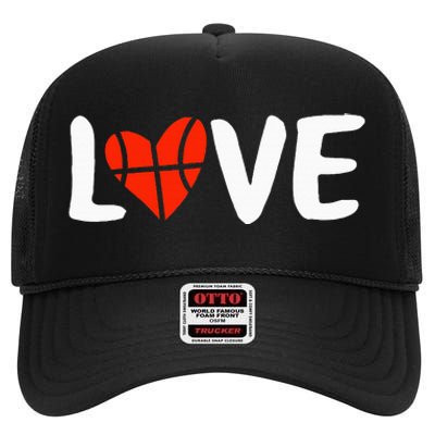 Basketball Love High Crown Mesh Back Trucker Hat