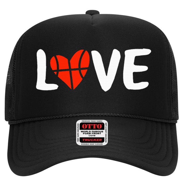 Basketball Love High Crown Mesh Back Trucker Hat