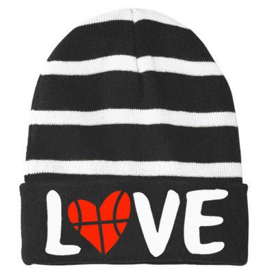 Basketball Love Striped Beanie with Solid Band