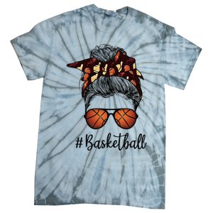 Bleached Life Basketball Mom Leopard Messy bun Glasses Tie-Dye T-Shirt