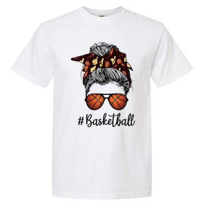 Bleached Life Basketball Mom Leopard Messy bun Glasses Garment-Dyed Heavyweight T-Shirt