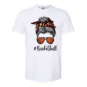 Bleached Life Basketball Mom Leopard Messy bun Glasses Softstyle CVC T-Shirt