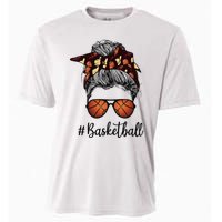 Bleached Life Basketball Mom Leopard Messy bun Glasses Cooling Performance Crew T-Shirt