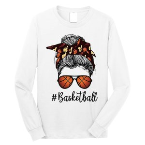 Bleached Life Basketball Mom Leopard Messy bun Glasses Long Sleeve Shirt