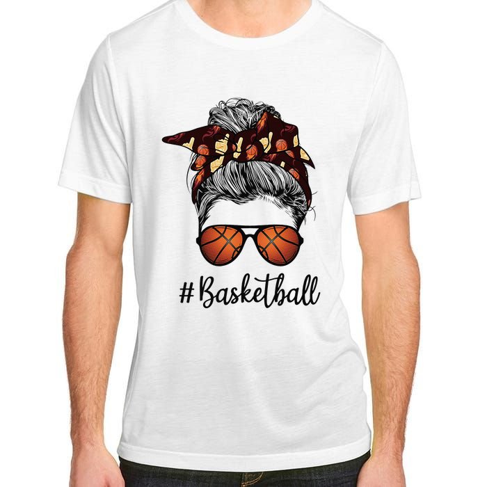 Bleached Life Basketball Mom Leopard Messy bun Glasses Adult ChromaSoft Performance T-Shirt