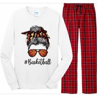 Bleached Life Basketball Mom Leopard Messy bun Glasses Long Sleeve Pajama Set