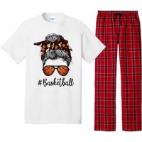 Bleached Life Basketball Mom Leopard Messy bun Glasses Pajama Set