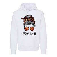 Bleached Life Basketball Mom Leopard Messy bun Glasses Premium Hoodie