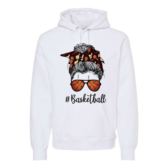 Bleached Life Basketball Mom Leopard Messy bun Glasses Premium Hoodie