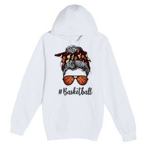 Bleached Life Basketball Mom Leopard Messy bun Glasses Premium Pullover Hoodie