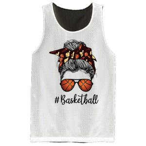 Bleached Life Basketball Mom Leopard Messy bun Glasses Mesh Reversible Basketball Jersey Tank