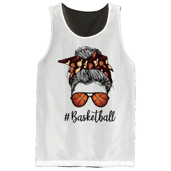 Bleached Life Basketball Mom Leopard Messy bun Glasses Mesh Reversible Basketball Jersey Tank