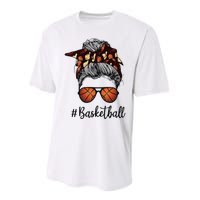 Bleached Life Basketball Mom Leopard Messy bun Glasses Performance Sprint T-Shirt