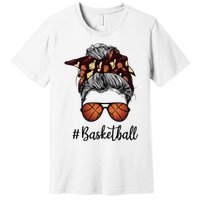 Bleached Life Basketball Mom Leopard Messy bun Glasses Premium T-Shirt