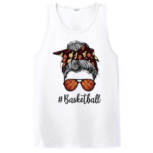 Bleached Life Basketball Mom Leopard Messy bun Glasses PosiCharge Competitor Tank