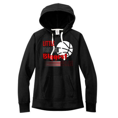 Baseball Little Brother Biggest Fan Funny Baseball Women's Fleece Hoodie