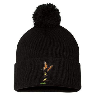 Butterfly Lifecycle Pom Pom 12in Knit Beanie