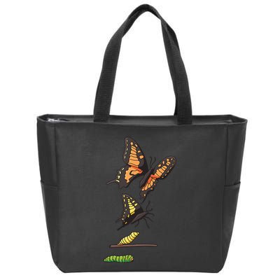 Butterfly Lifecycle Zip Tote Bag