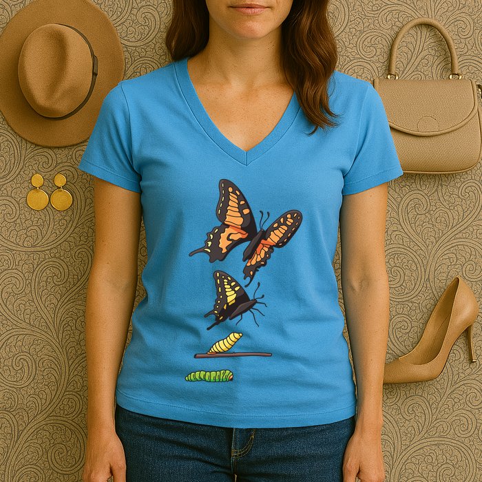 Butterfly Lifecycle Women's V-Neck T-Shirt