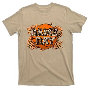 Bleached Leopard Basketball Game Day Vibes Basketball Mom T-Shirt